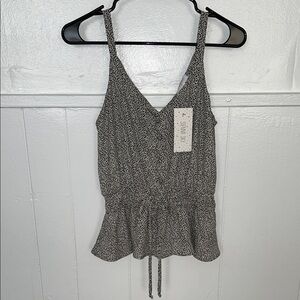 NWT! Gray and Black Tie Front Peplum Camisole